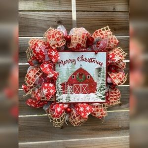 Christmas‎ Barn wreath wall decor